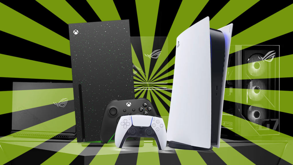 Header image showing consoles prominent against the backdrop of a fading PC gaming setup