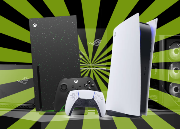 Header image showing consoles prominent against the backdrop of a fading PC gaming setup