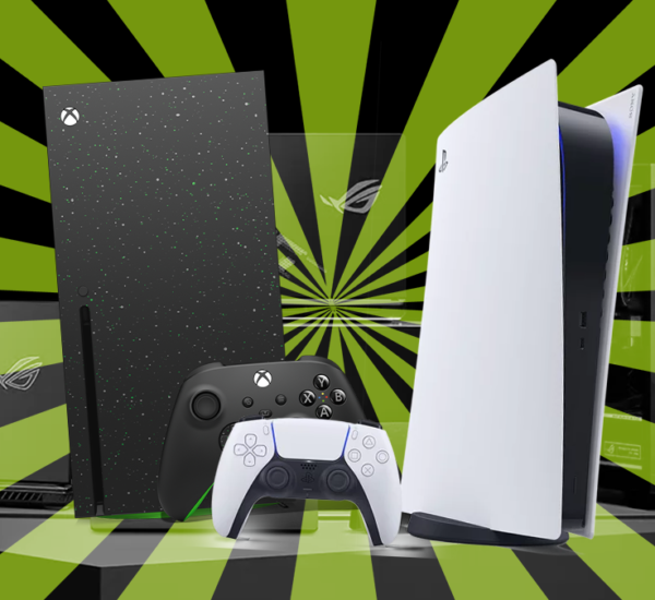 Header image showing consoles prominent against the backdrop of a fading PC gaming setup