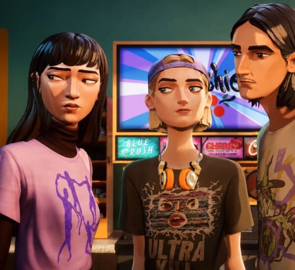 Three characters from Mixtape standing next to each other