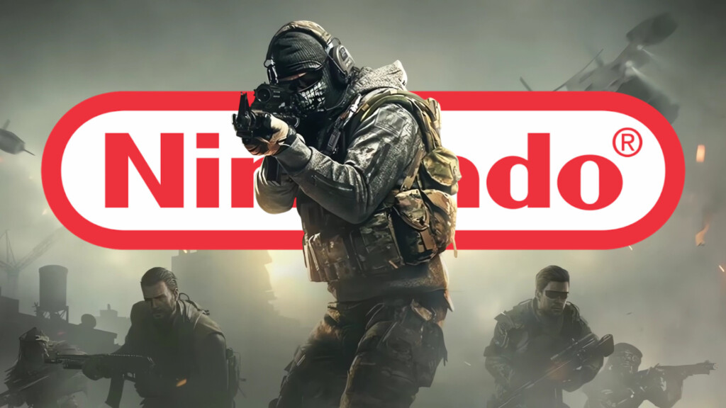 Call of Duty Mobile artwork with Nintendo logo in the background