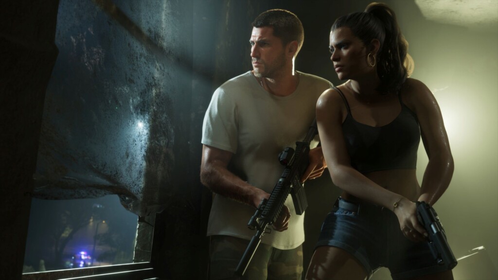 Jason and Lucia armed with guns in GTA 6